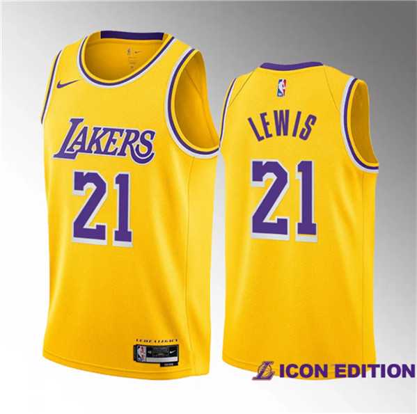 Mens Los Angeles Lakers #21 Maxwell Lewis Yellow 2023 Draft Icon Edition Stitched Basketball Jersey Dzhi->los angeles lakers->NBA Jersey